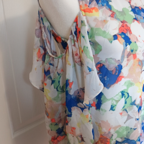 Floral Cold Shoulder Dress Girls 14 - Picture 3 of 9